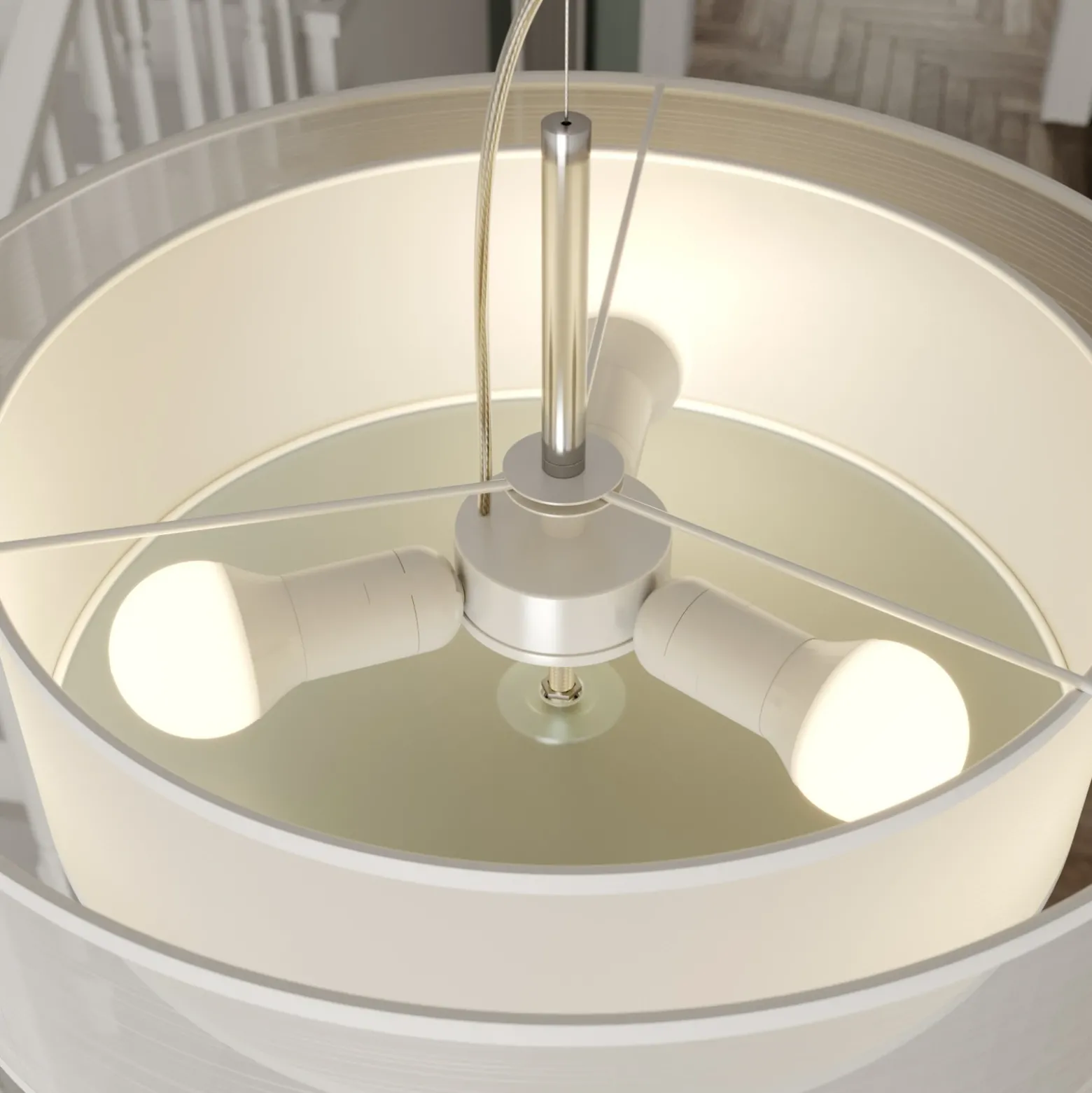 Lámpara colgante Lindby Pikka, blanca, textil, Ø 50 cm, E27