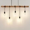 Lámpara colgante Lindby Rom, 5 luces, madera, cuerda, negro, 116 cm