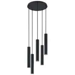 Lámpara colgante Lindby Sanad, Ø 40 cm, 5 luces, negro, GU10