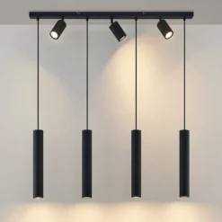 Lámpara colgante Lindby Sanad, 100 cm, 7 luces, negro, GU10