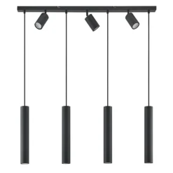 Lámpara colgante Lindby Sanad, 100 cm, 7 luces, negro, GU10
