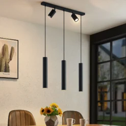 Lámpara colgante Lindby Sanad, 70 cm, 5 luces, negro, GU10