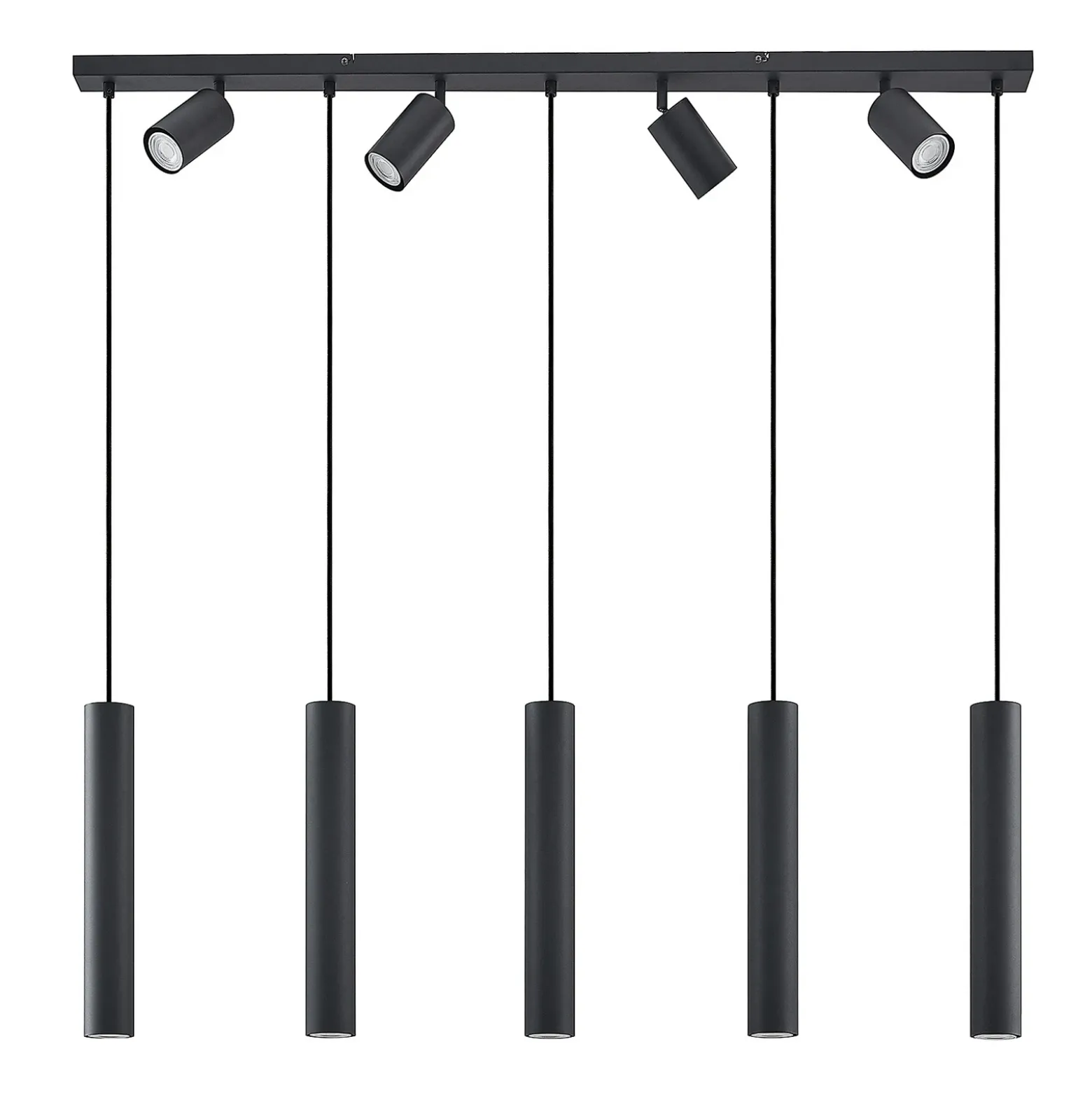 Lámpara colgante Lindby Sanad, 116 cm, 9 luces, negro, GU10