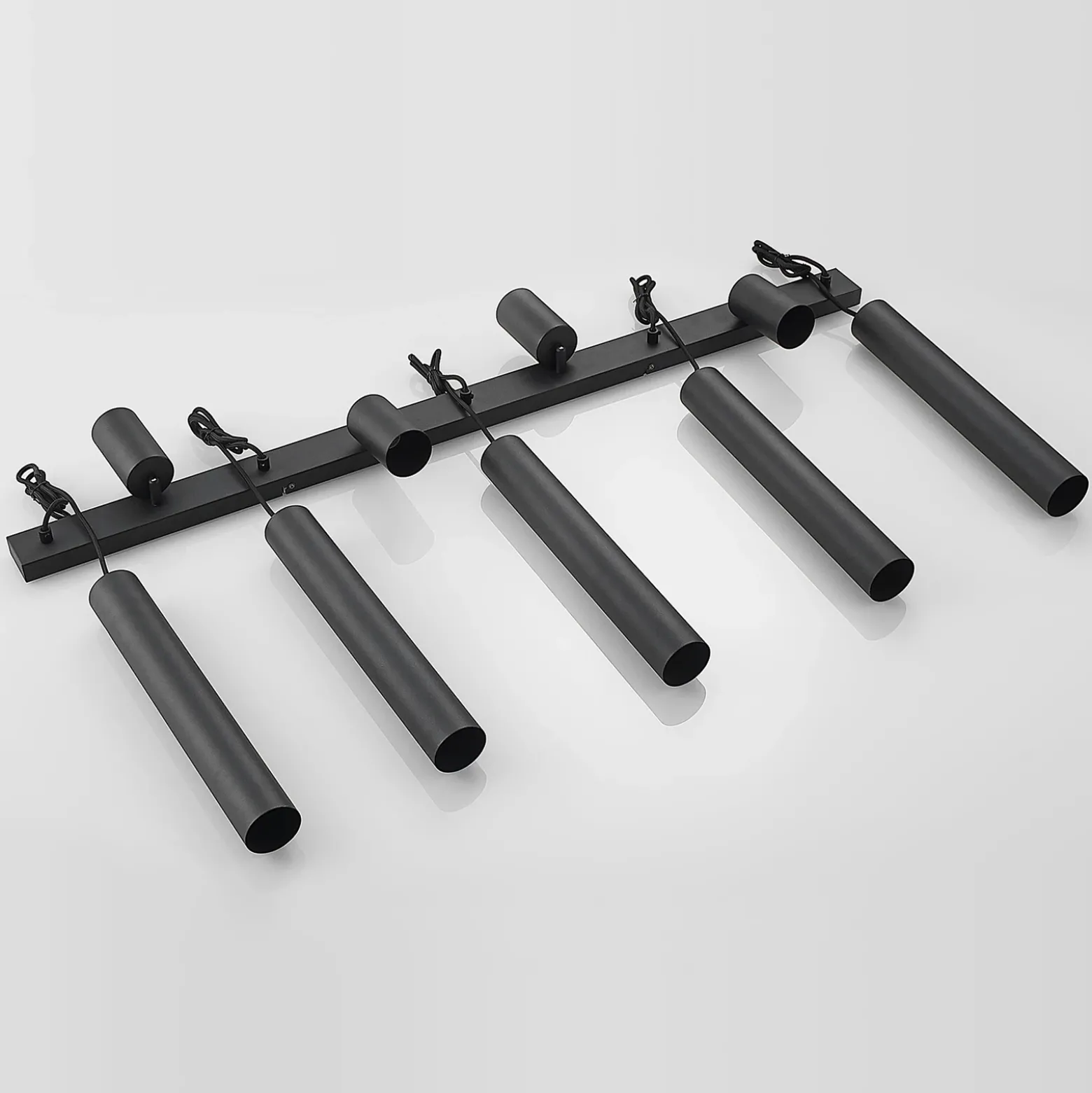 Lámpara colgante Lindby Sanad, 116 cm, 9 luces, negro, GU10