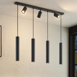 Lámpara colgante Lindby Sanad, 100 cm, 7 luces, negro, GU10