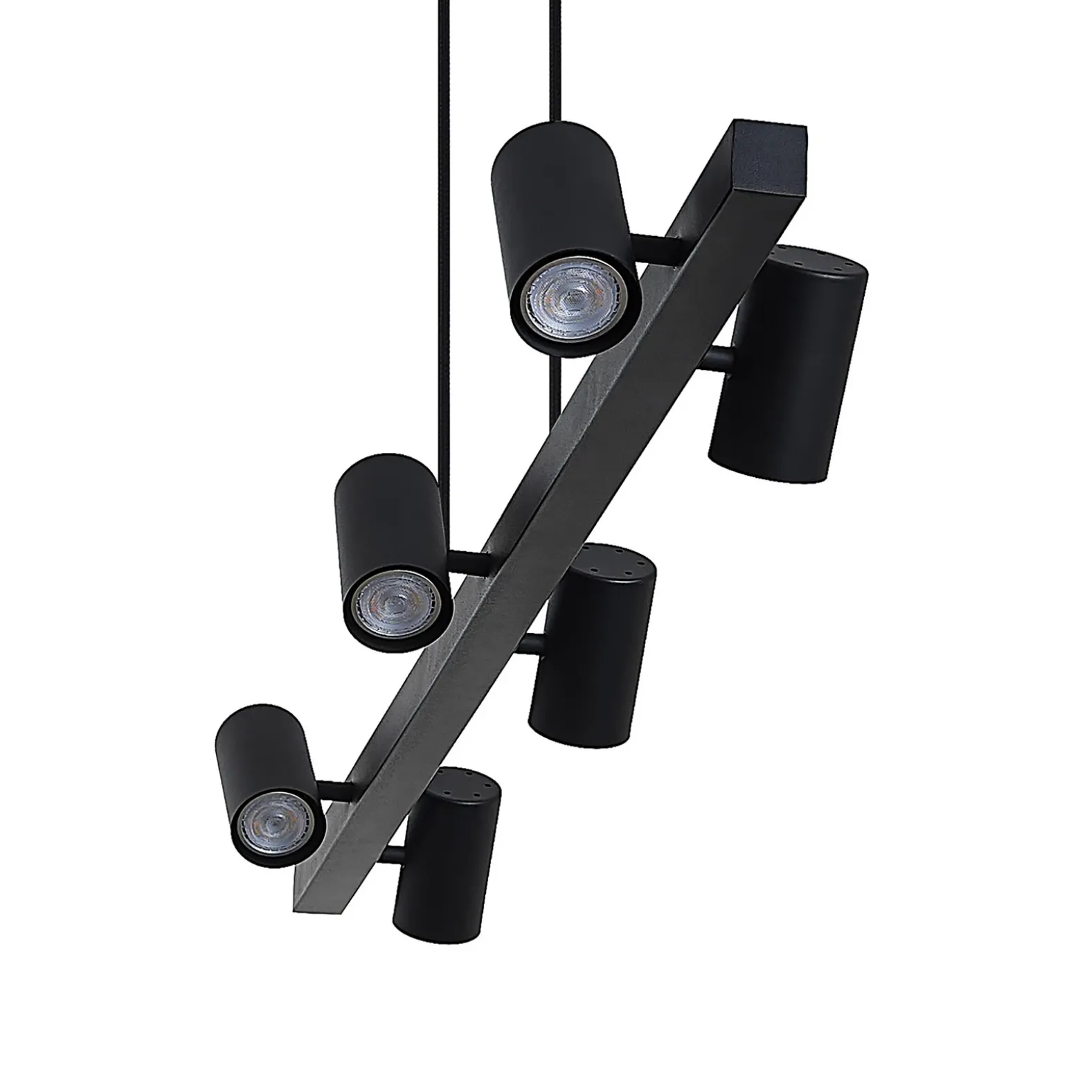 Lámpara colgante Lindby Savoli, 116 cm, negra, 6 luces, acero