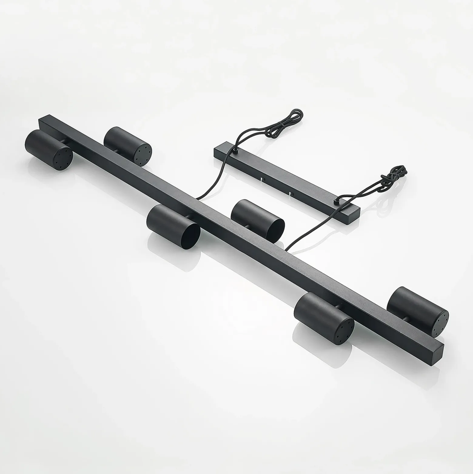 Lámpara colgante Lindby Savoli, 116 cm, negra, 6 luces, acero