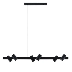 Lámpara colgante Lindby Savoli, 116 cm, negra, 6 luces, acero