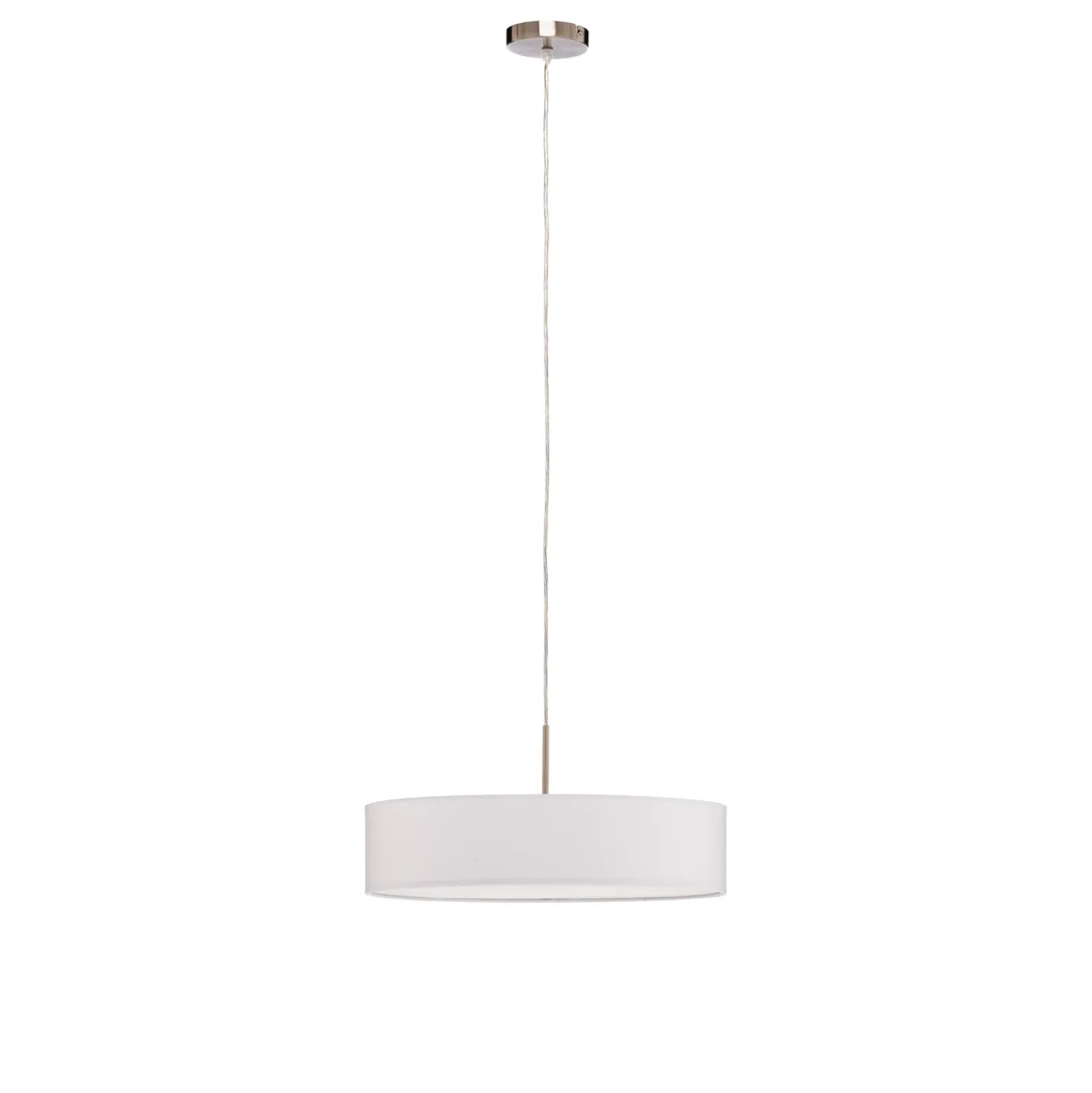 Lámpara colgante Lindby Sebatin, Ø 50 cm, blanca, tela, E27