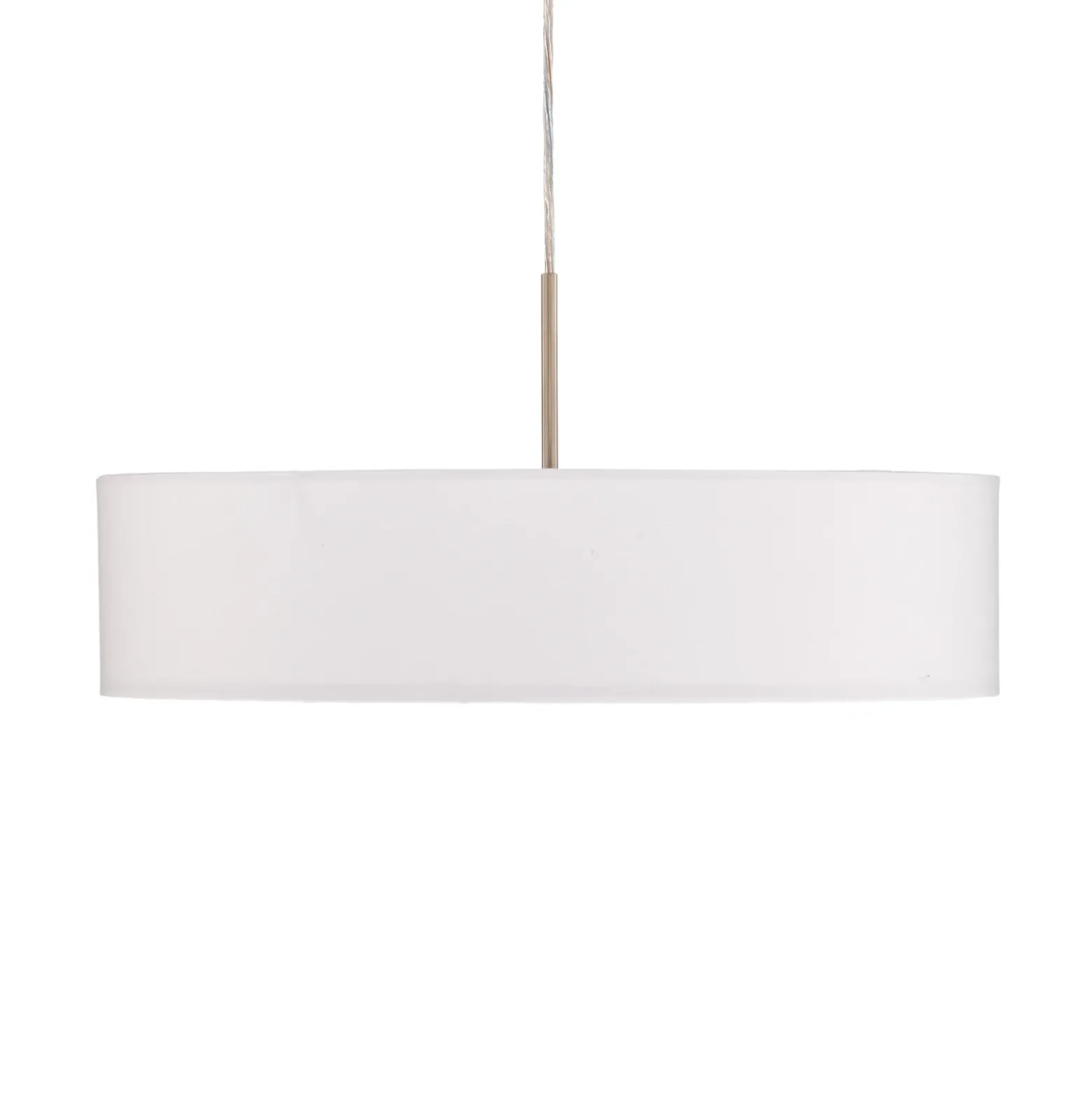 Lámpara colgante Lindby Sebatin, Ø 50 cm, blanca, tela, E27