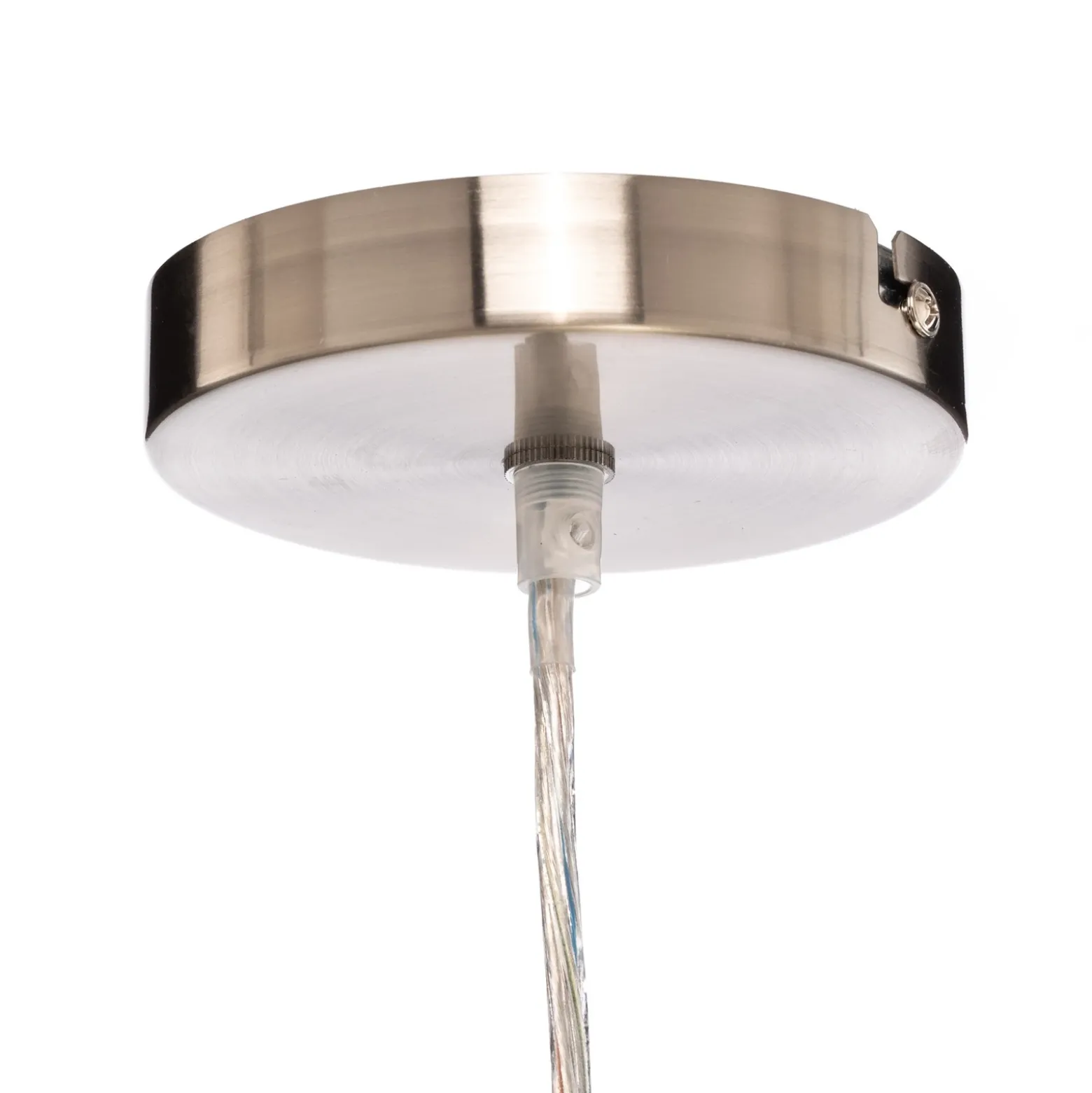 Lámpara colgante Lindby Sebatin, Ø 50 cm, blanca, tela, E27