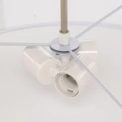 Lámpara colgante Lindby Sebatin, Ø 50 cm, blanca, tela, E27