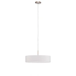 Lámpara colgante Lindby Sebatin, Ø 50 cm, blanca, tela, E27