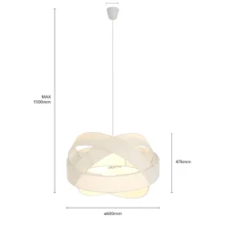 Lámpara colgante Lindby Simaria, blanca, de tela, Ø 60 cm, E27