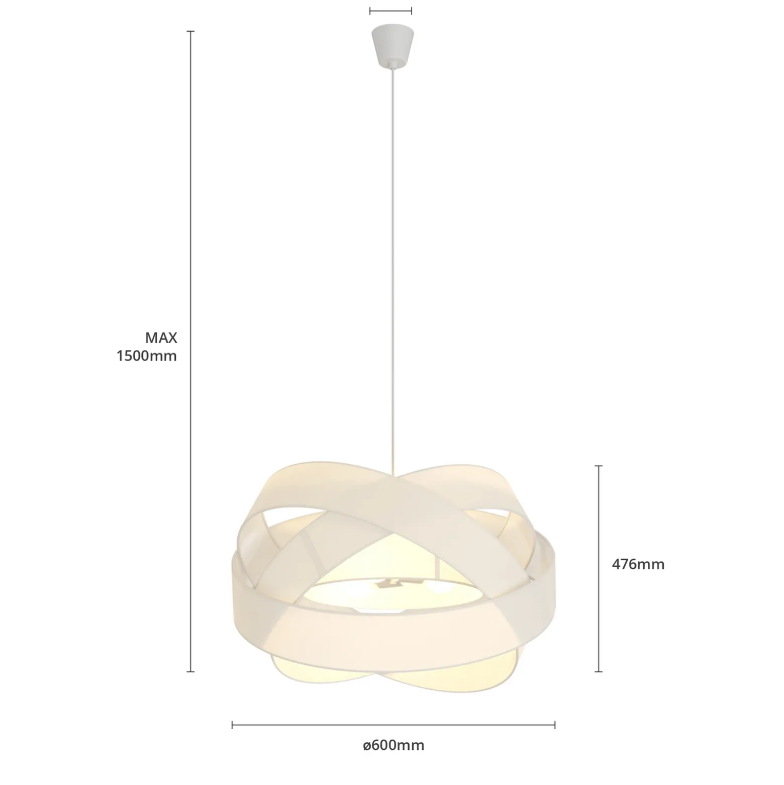 Lámpara colgante Lindby Simaria, blanca, de tela, Ø 60 cm, E27