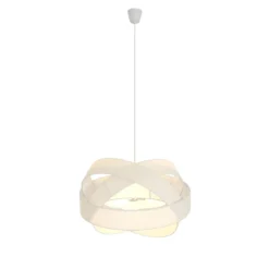 Lámpara colgante Lindby Simaria, blanca, de tela, Ø 60 cm, E27