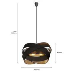 Lámpara colgante Lindby Simaria, negra, de tela, Ø 60 cm, E27