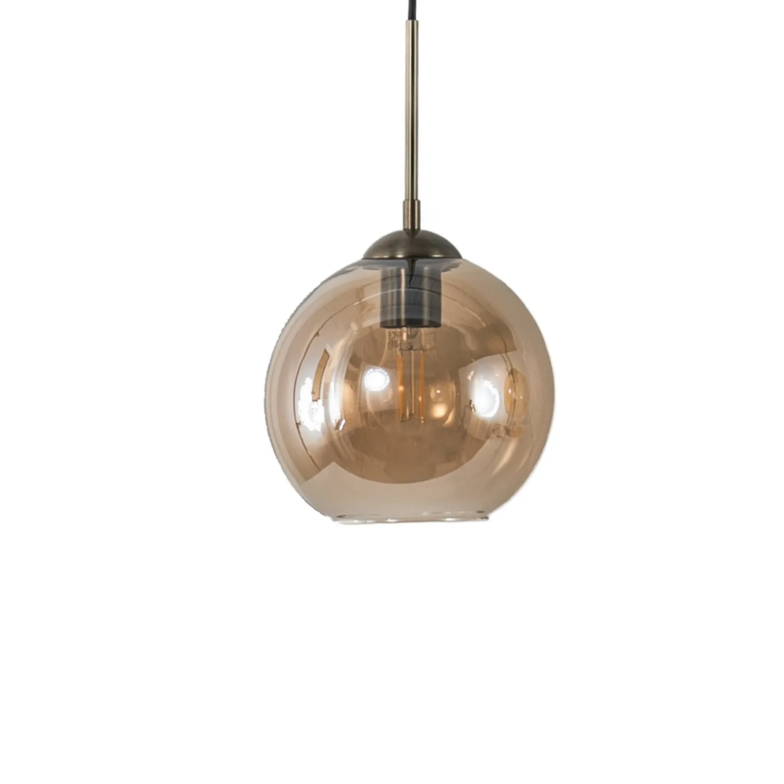 Lámpara colgante Lindby Sofian, ámbar, cristal, 100 cm, 3 luces.