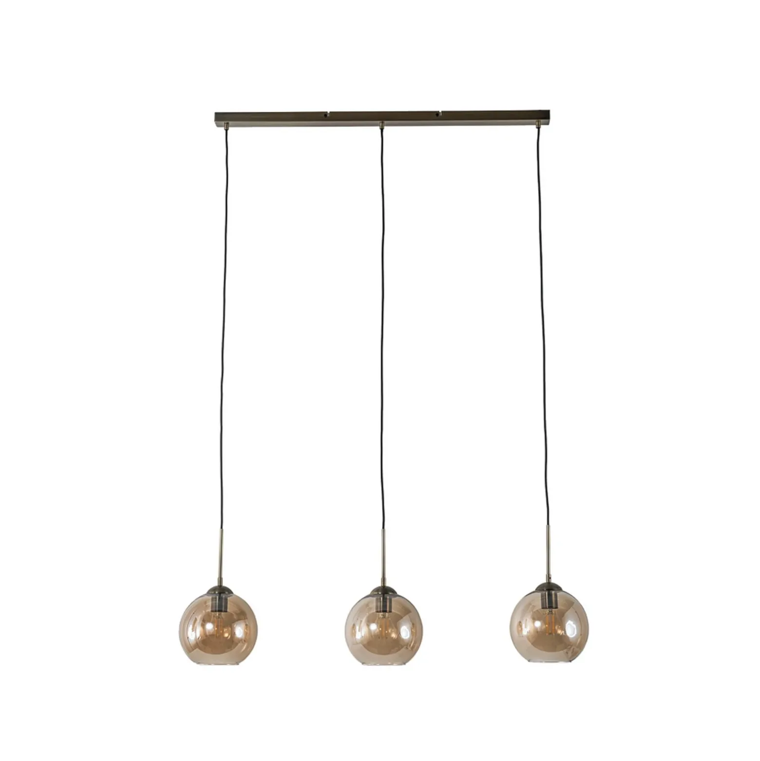 Lámpara colgante Lindby Sofian, ámbar, cristal, 100 cm, 3 luces.