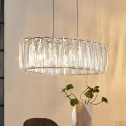 Lámpara colgante Lindby Sofia, 68 cm, 3 luces, E14, cromo/claro