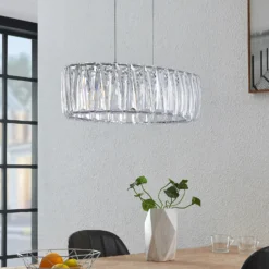 Lámpara colgante Lindby Sofia, 68 cm, 3 luces, E14, cromo/claro