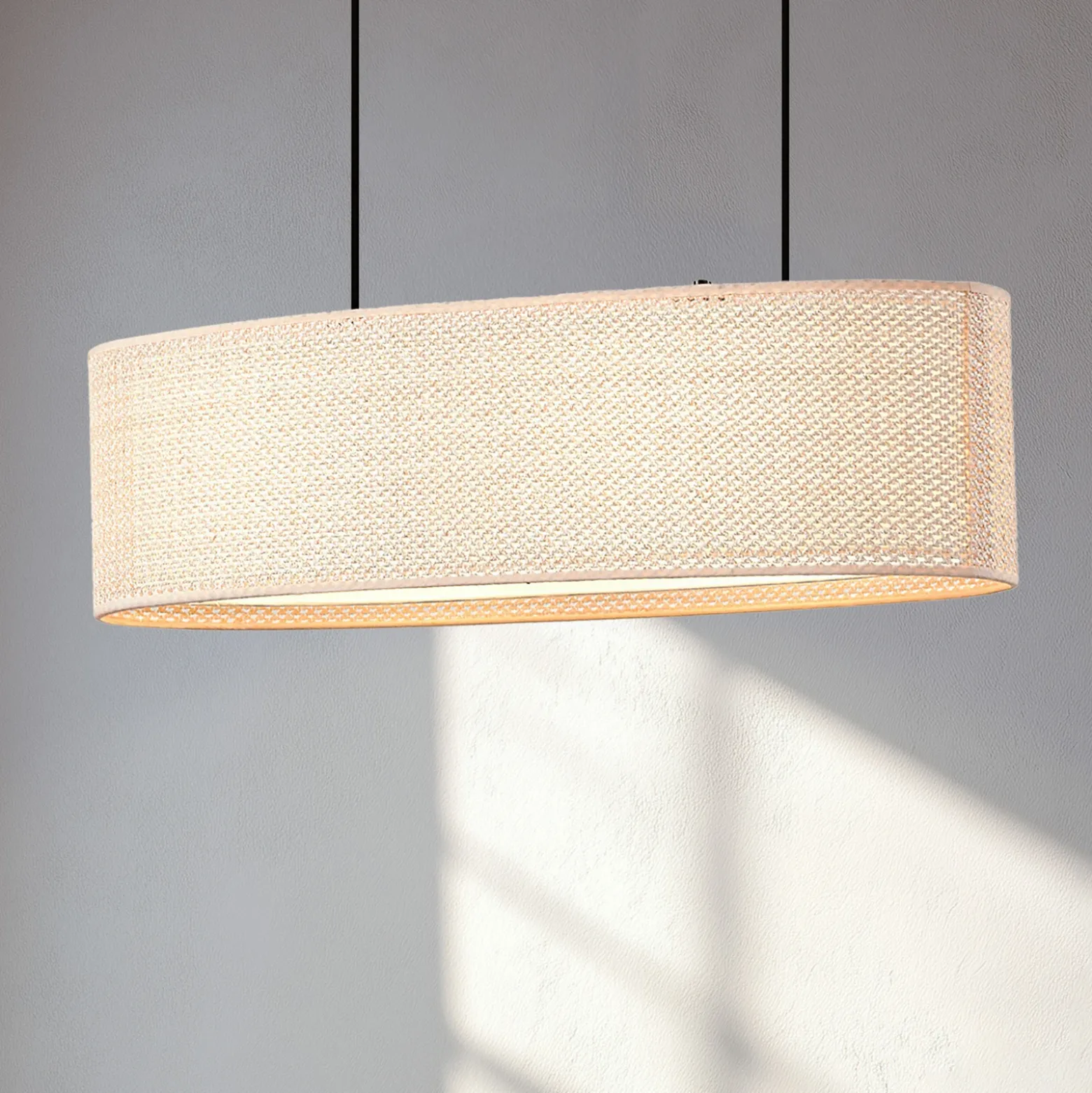 Lámpara colgante Lindby Soula, 78 cm, beige, plástico, E27
