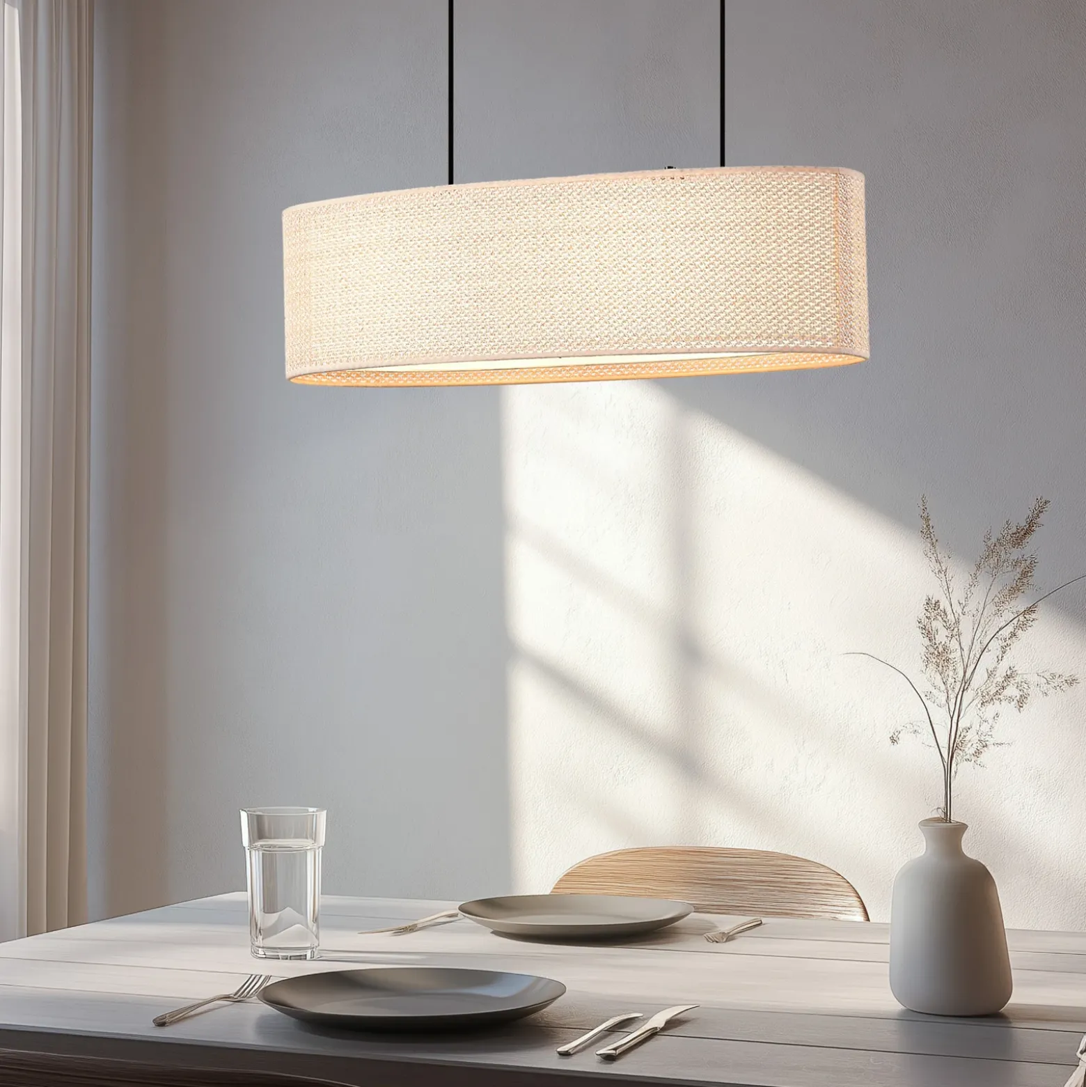 Lámpara colgante Lindby Soula, 78 cm, beige, plástico, E27