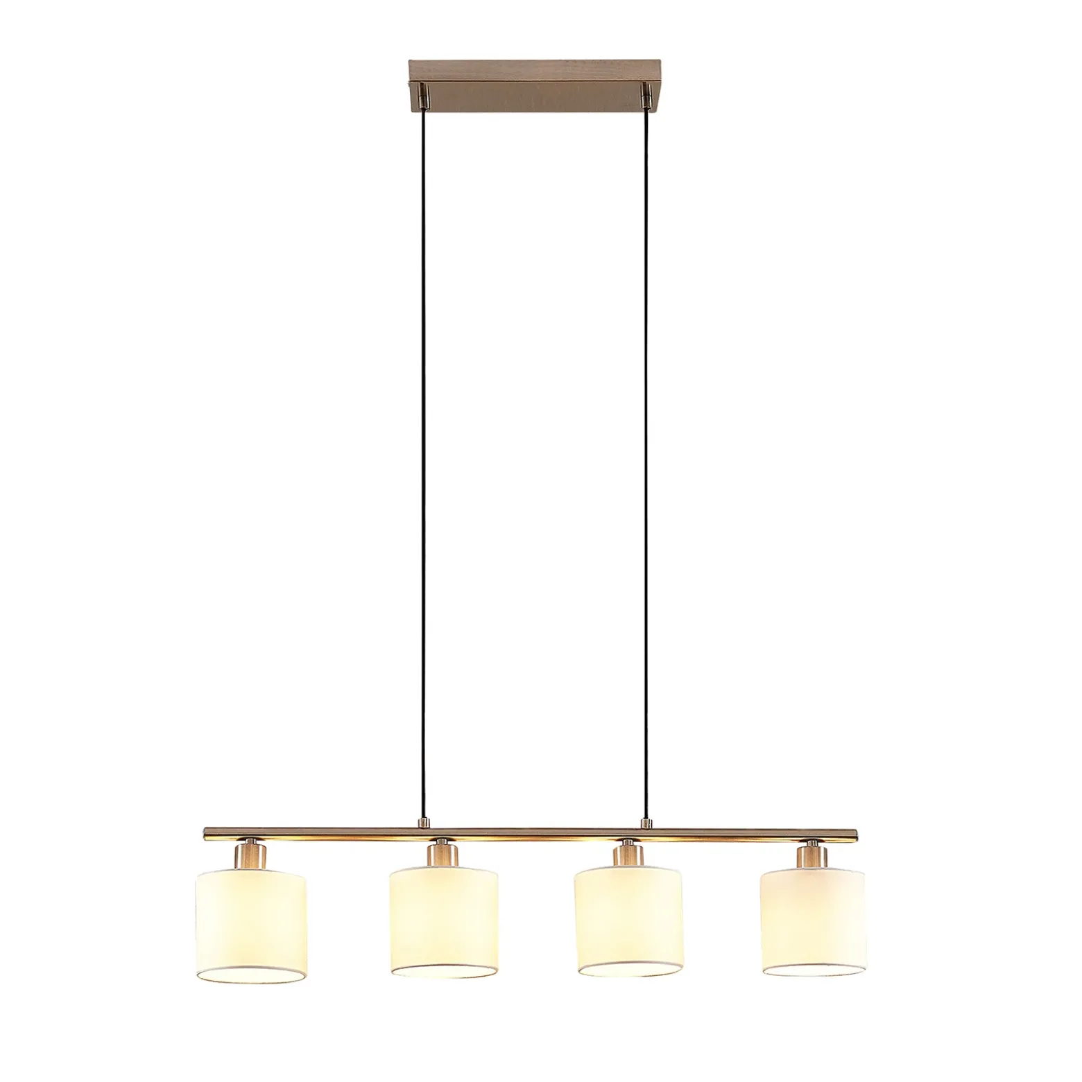 Lámpara colgante Lindby Stannis, 75 cm, blanca, 4 luces, textil