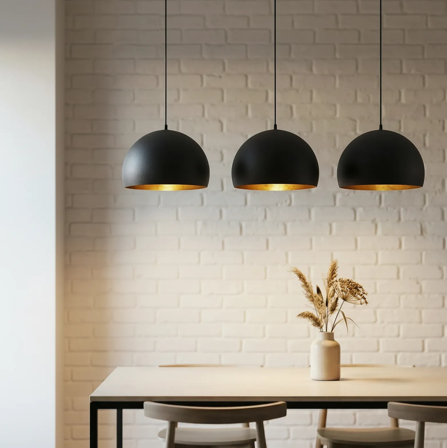 Lámpara colgante Lindby Tarjei, longitud 120cm, negro/oro, metal