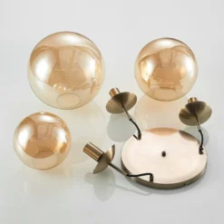 Lámpara colgante Lindby Teeja, ámbar, 3 luces, Ø52cm, cristal, E27