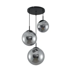 Lámpara colgante Lindby Teeja, ahumada, 3 luces, Ø52cm, cristal, E27