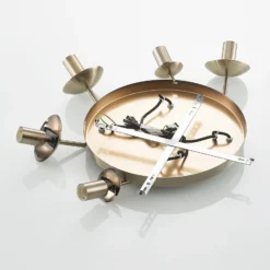 Lámpara colgante Lindby Teeja, ámbar, 5 luces, Ø50cm, cristal, E27