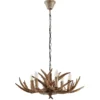 Lámpara colgante Lindby Tejask, Ø 70 cm, 6 luces, asta de ciervo, E14