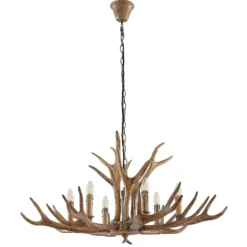 Lámpara colgante Lindby Tejask, Ø 102 cm, 6 luces, asta de ciervo, E14