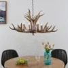 Lámpara colgante Lindby Tejask, Ø 102 cm, 6 luces, asta de ciervo, E14