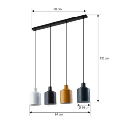 Lámpara colgante Lindby Tirane, colorida, metal, longitud 94 cm, E27