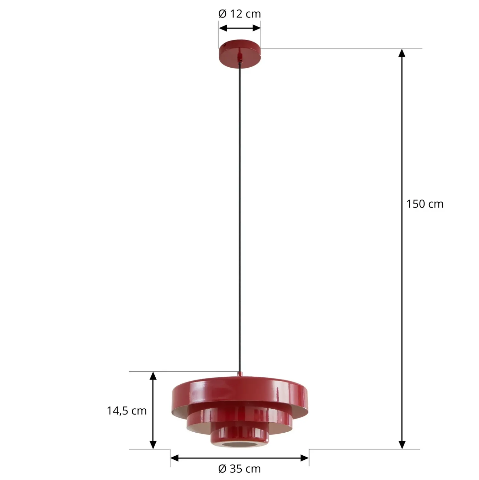 Lámpara colgante Lindby Tivra, rojo brillante, Ø 35 cm, metal