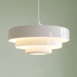 Lámpara colgante Lindby Tivra, blanco brillante, Ø 35 cm, metal