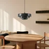 Lámpara colgante Lindby Tivra, negro brillante, Ø 35 cm, metal