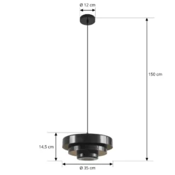 Lámpara colgante Lindby Tivra, negro brillante, Ø 35 cm, metal