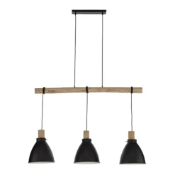 Lámpara colgante Lindby Trebale, E27, Ø 28 cm, 3 luces, madera