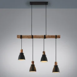 Lámpara colgante Lindby Trebale, E14, Ø 15 cm, 4 luces, madera