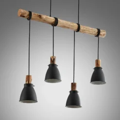 Lámpara colgante Lindby Trebale, E14, Ø 15 cm, 4 luces, madera