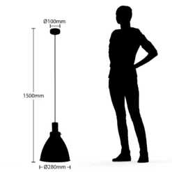 Lámpara colgante Lindby Trebale, E27, Ø 28 cm, negro, metal