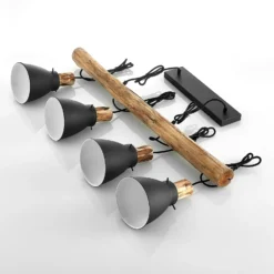 Lámpara colgante Lindby Trebale, E14, Ø 15 cm, 4 luces, madera