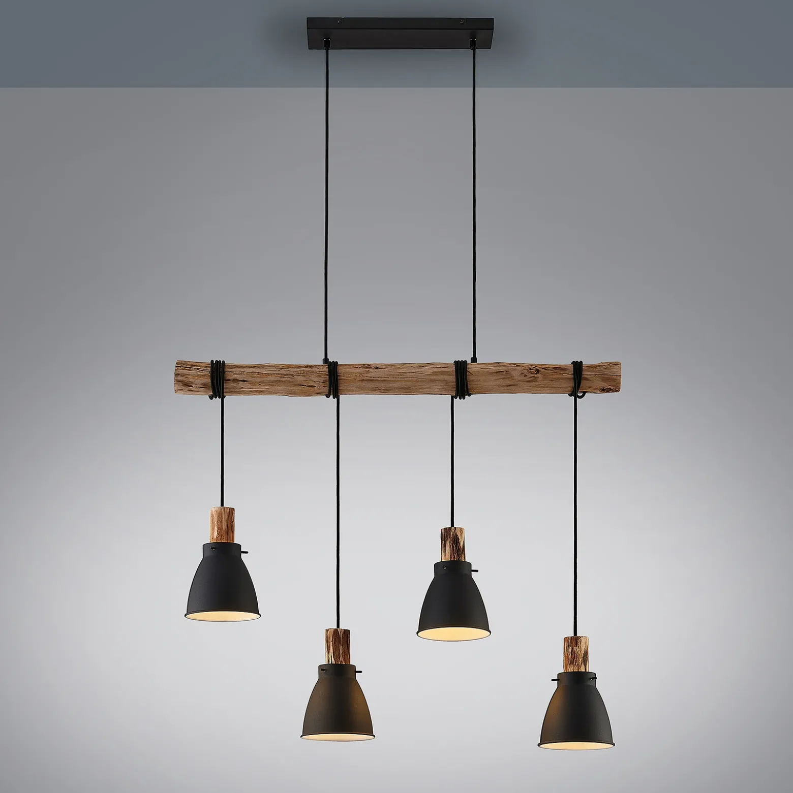 Lámpara colgante Lindby Trebale, E14, Ø 15 cm, 4 luces, madera