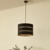 Lámpara colgante Lindby Tsomo, Ø 40 cm, negra, tela, E27