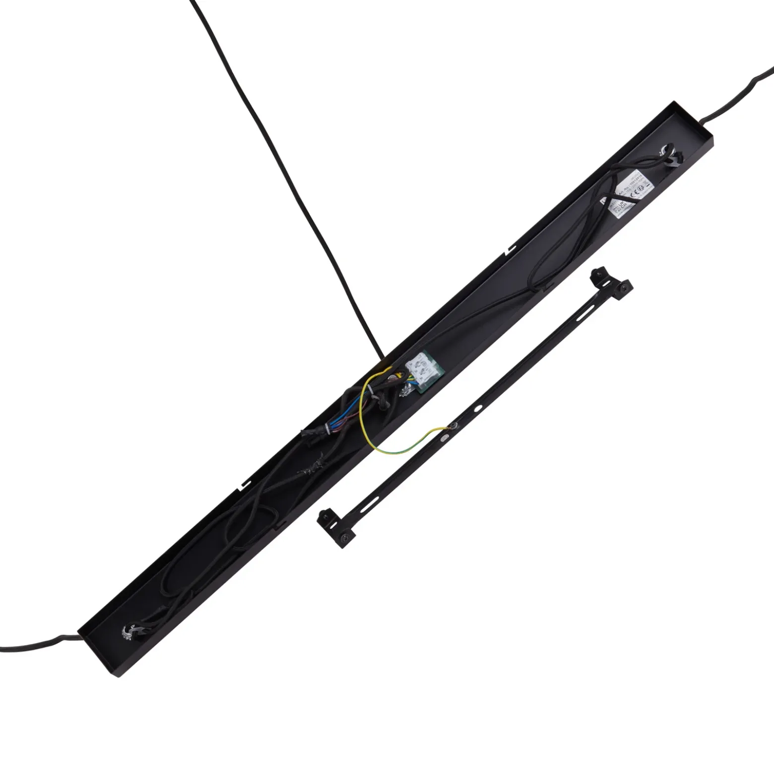 Lámpara colgante Lindby Tsomo, 950 cm, 3 luces, negro, tela