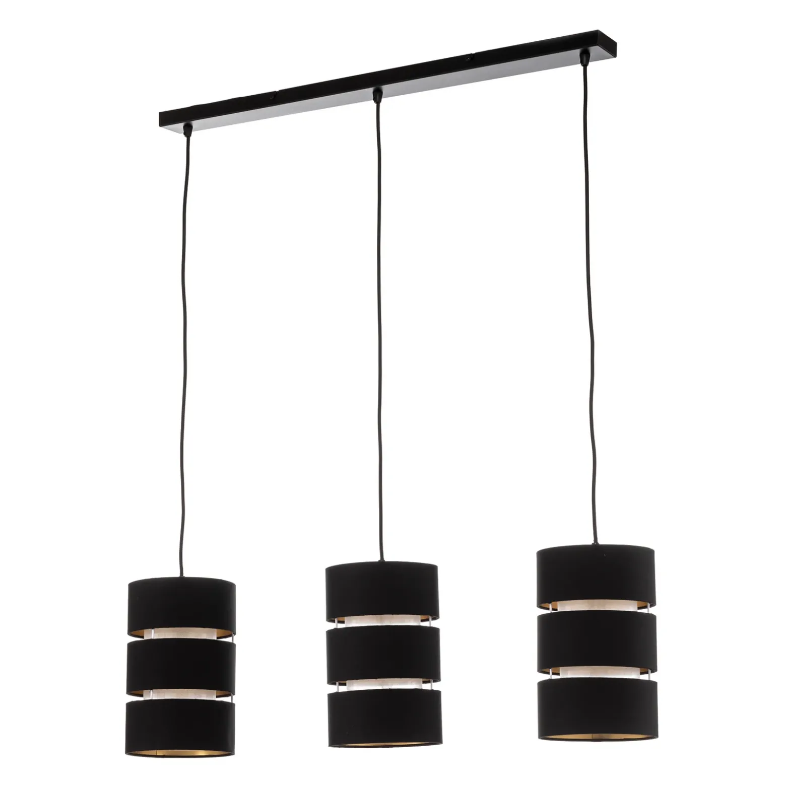 Lámpara colgante Lindby Tsomo, 950 cm, 3 luces, negro, tela
