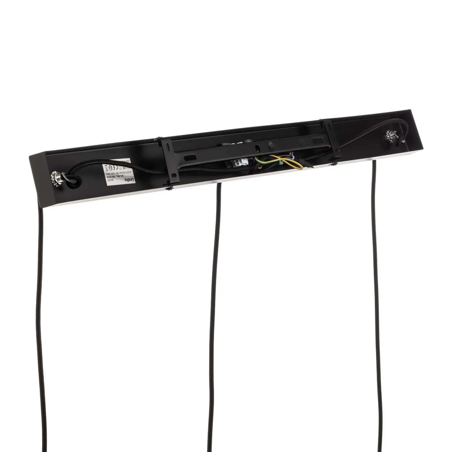 Lámpara colgante Lindby Tsomo, 950 cm, 3 luces, negro, tela